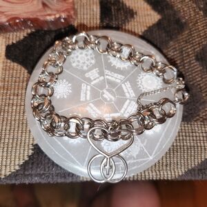 Women's 925 Heart ❤️ Charm Bracelet with Safety Chain